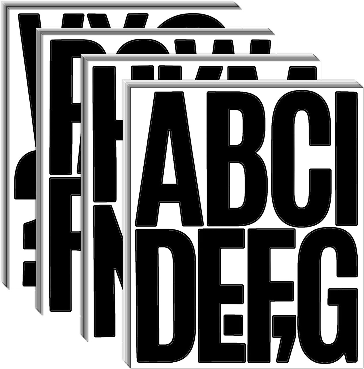 351 Pieces 36 Sheets Letter Stickers Big Font Alphabet Letter Stickers 5 Inch Self Adhesive Letters for Bulletin Board Classroom Mailbox Door Home Decor(Black)